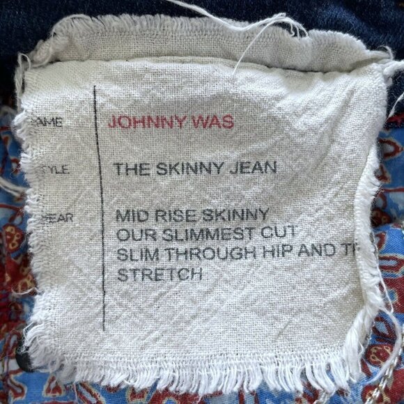 Johnny Was The Skinny Jeans Mid Rise Stretch Slimmest Cut Slim Hip & Thigh Sz 26 - Picture 7 of 12